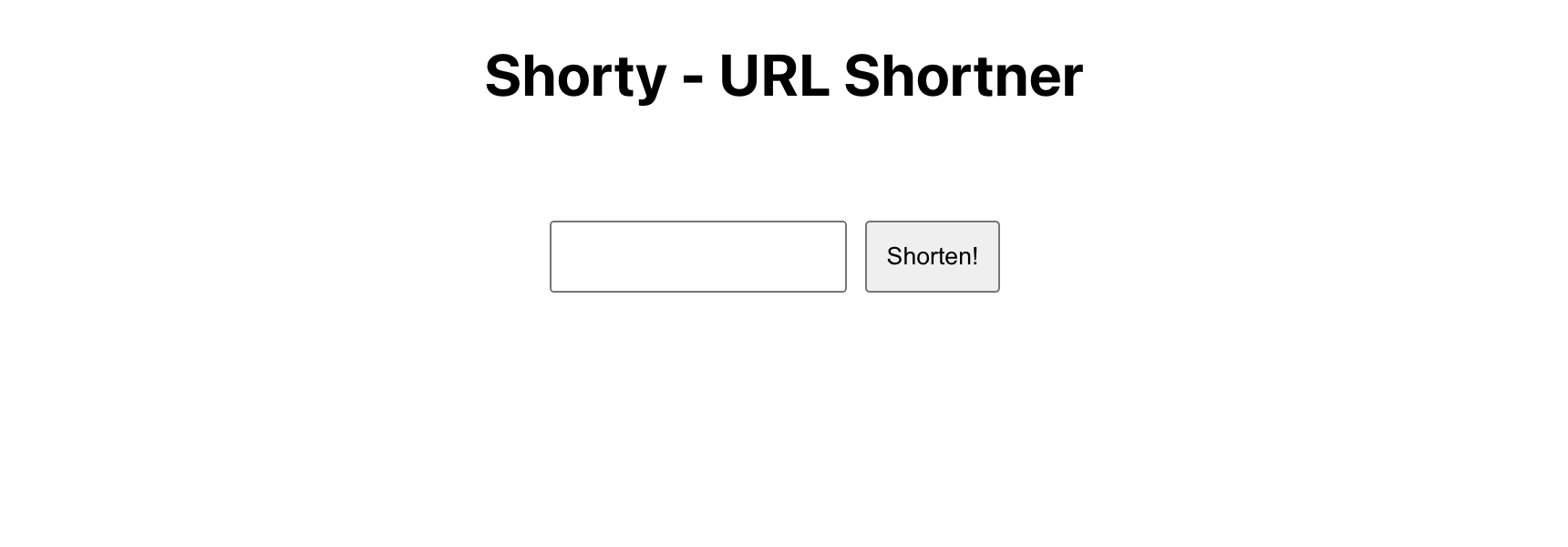 Screenshot of Shorty Landing Page